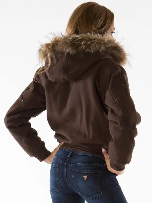 Pelle Pelle Women Brown Wool Hooded Jacket image 1