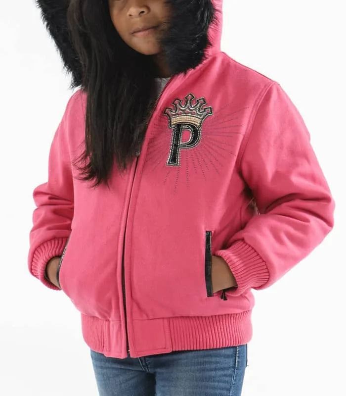 Kids Pelle Pelle Pink Wool Hooded Jacket image 0