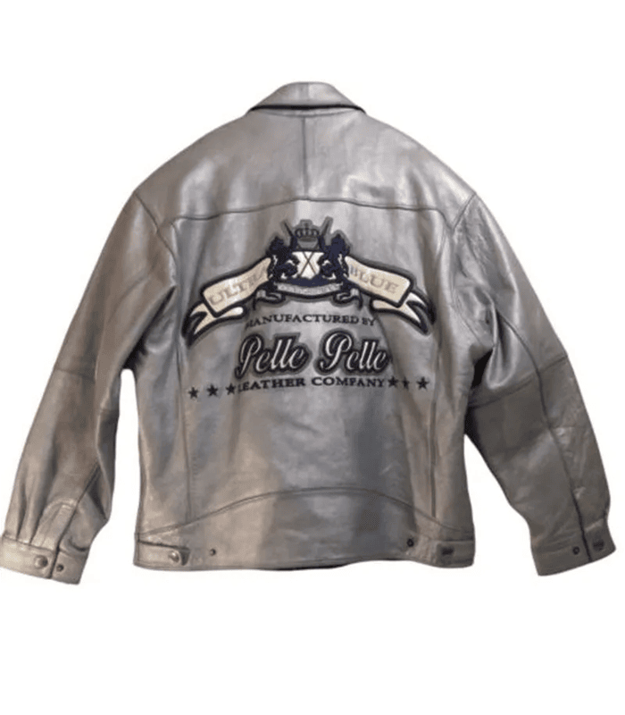Pelle Pelle Rare Vintage Gray Leather Embroidered Jacket image 1