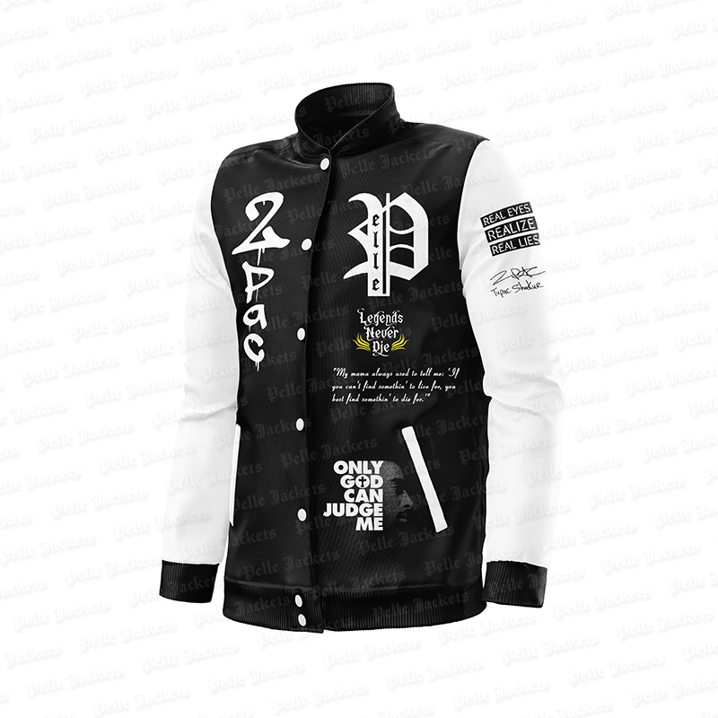 Tupac Legends Never Die Black Varsity Jacket image 7