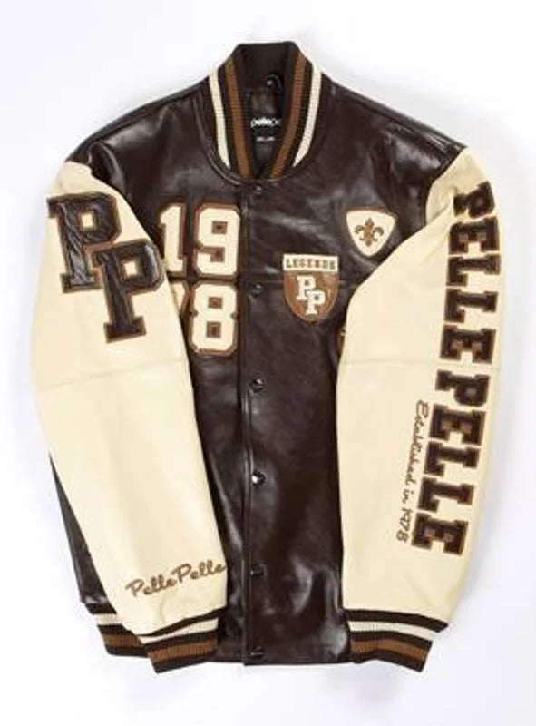 Pelle Pelle Mens Brown Varsity Bomber Leather Jacket image 0