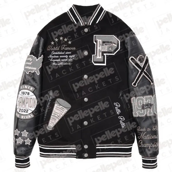 Pelle Pelle Varsity New Black and Gray Jacket image 0