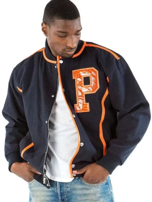 Pelle Pelle Mens Letterman Bomber Navy Blue Varsity Jackets image 0