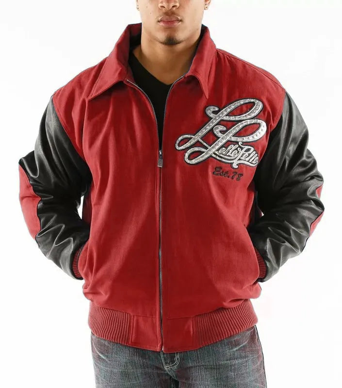 Pelle Pelle Mens Royal Red and Black Varsity Jacket image 0