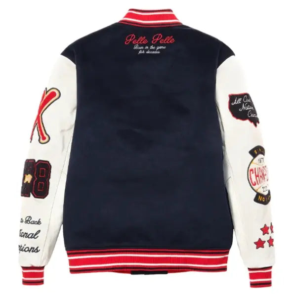 World Famous Pelle Pelle Navy Blue Wool Varsity Jacket image 1