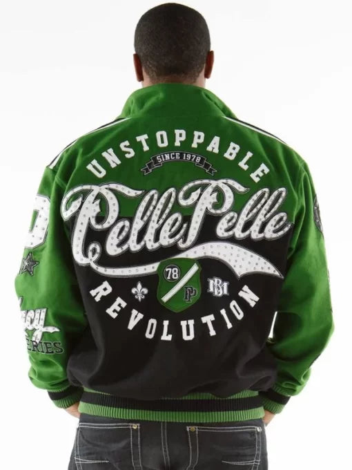 Unstoppable Pelle Pelle Revolution Green Varsity Jacket image 0