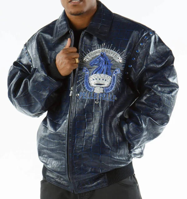 Pelle Pelle Blue Grand Master Studded Leather Jacket image 1