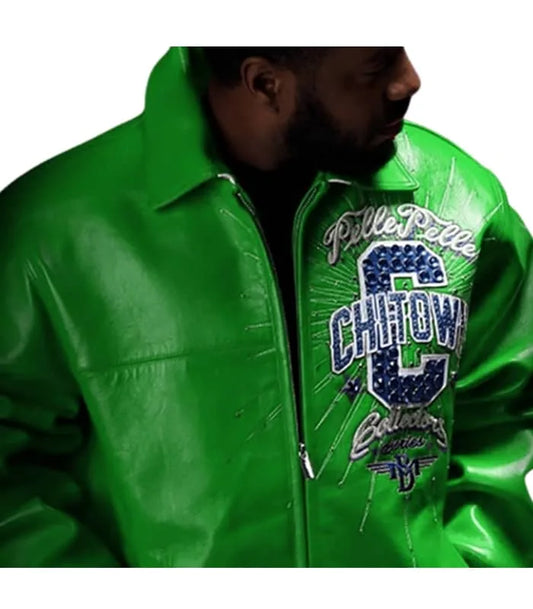 Chi-Town Pelle Pelle Green Leather Jacket image 0
