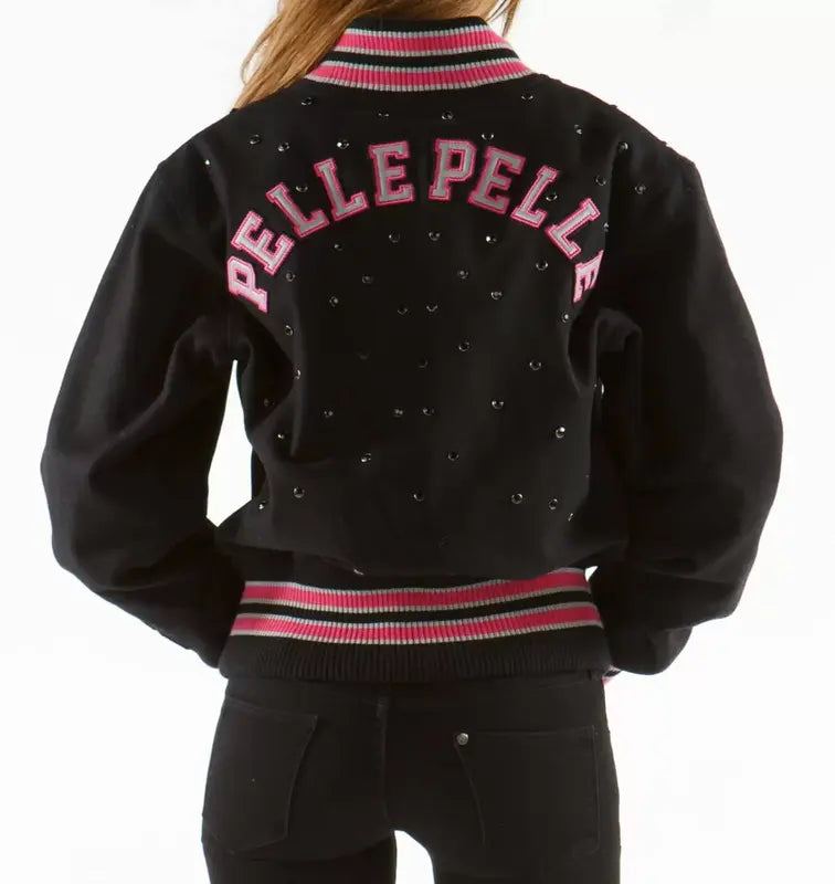 Pelle Pelle Black Studded 1978 Varsity Wool Jacket image 0