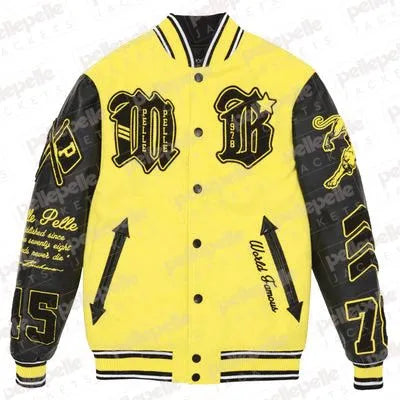 Pelle Pelle New Varsity Black and Yellow Plush Jacket image 0