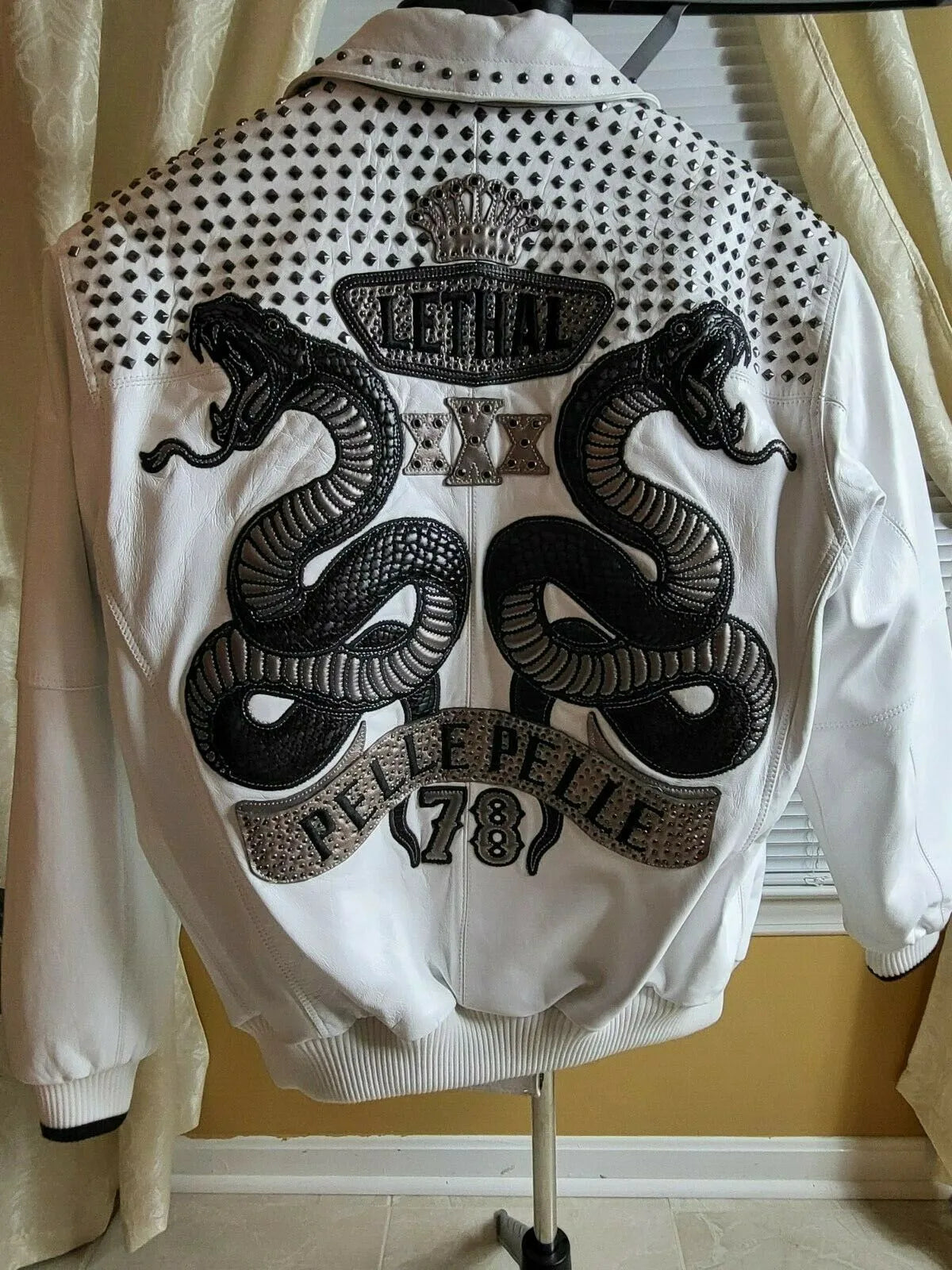 Pelle Pelle White Studded Leather Jacket image 1