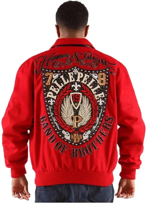 Pelle Pelle Band Of Brothers Crimson Red Wool Blouson Jacket image 1
