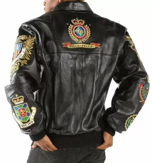 Black and Brown Coat of Arms Pelle Pelle 1978 Leather Jacket image 1