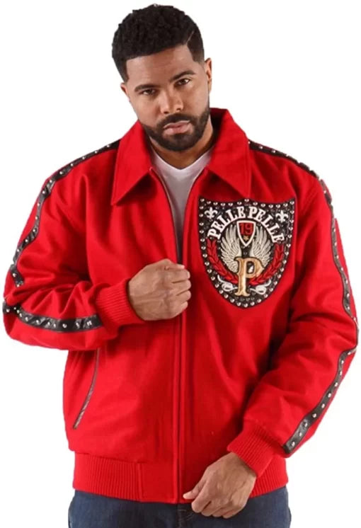 Pelle Pelle Band Of Brothers Crimson Red Wool Blouson Jacket image 0