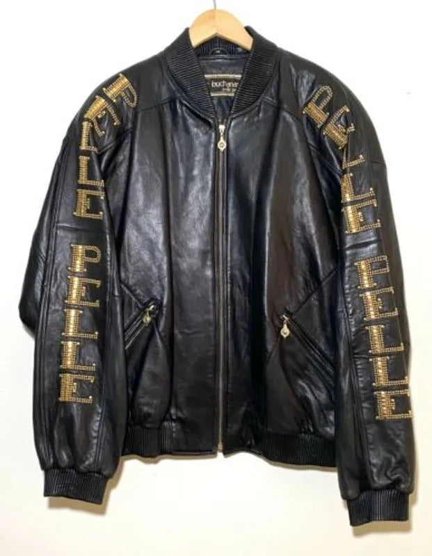 Pelle Pelle Vintage Marc Buchanan Black Gold Leather Jacket image 0