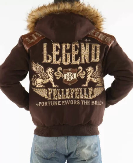 Brown Pelle Pelle Fur Hood Live Like A King Wool Jacket image 1