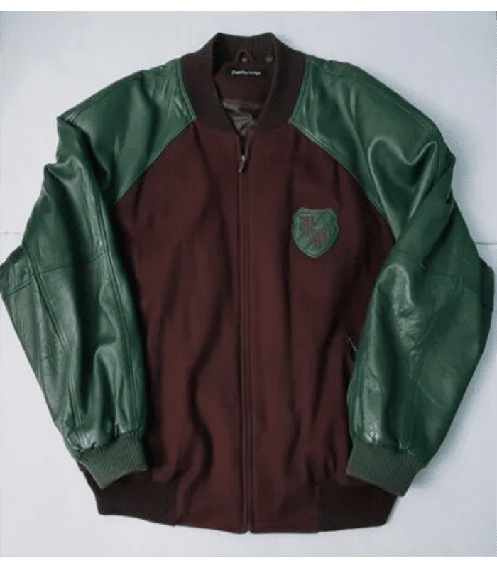 Pelle Pelle Brown Wool Green Leather Sleeves Jacket image 0