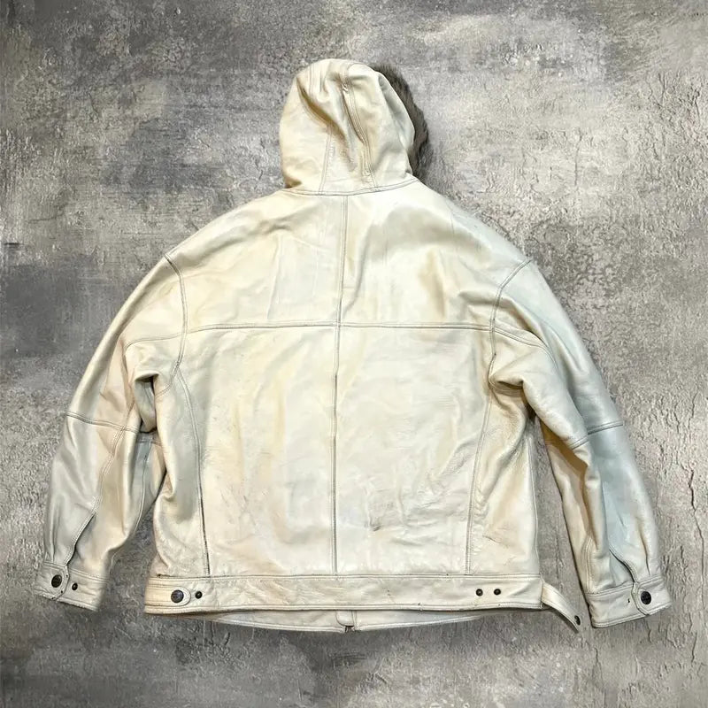 Pelle Pelle Vintage 90s Fur Hood Leather Jacket image 1
