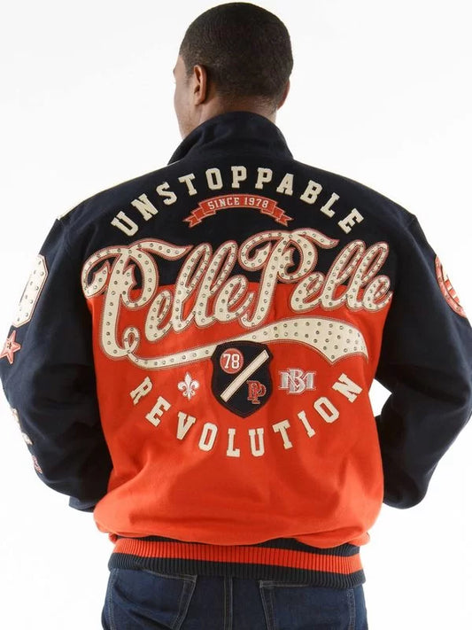 Unstoppable Pelle Pelle Revolution Orange Varsity Jacket image 0