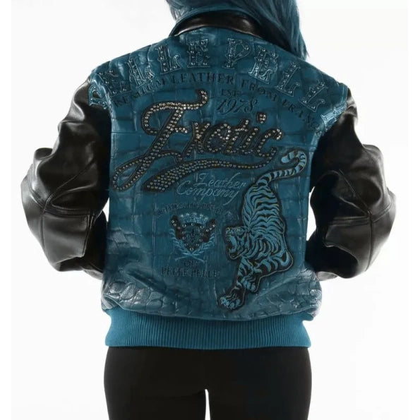 Pelle Pelle Exotic Studded Turquoise Black Jacket image 1