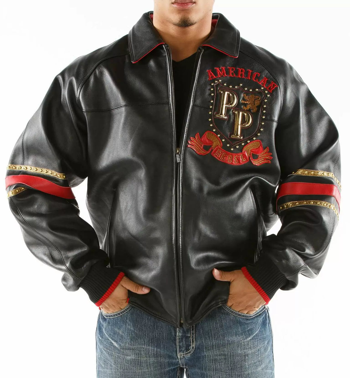 American Rebel Black Pelle Pelle Studded Jacket image 0