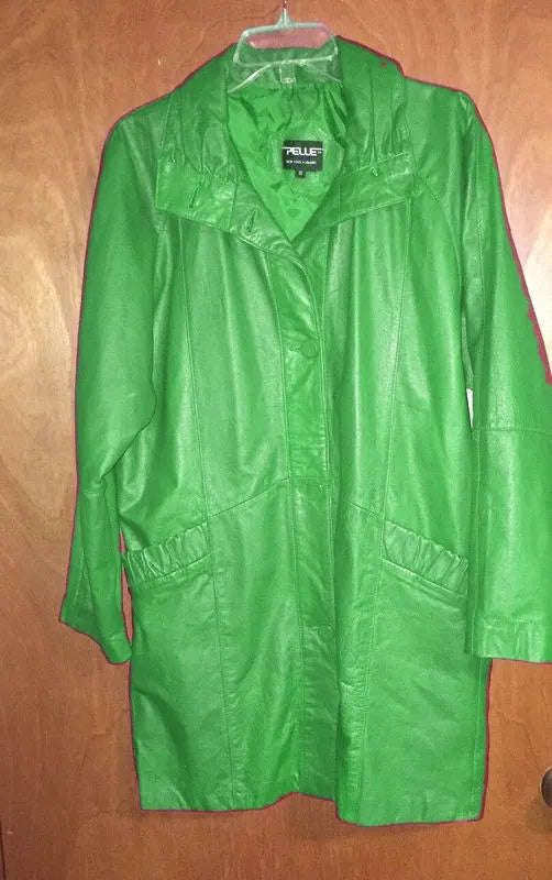 Pelle Pelle Womens Green Long Leather Coat image 0