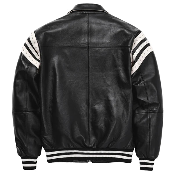 Men Pelle Pelle Encrusted Varsity Plush Black Jacket image 1