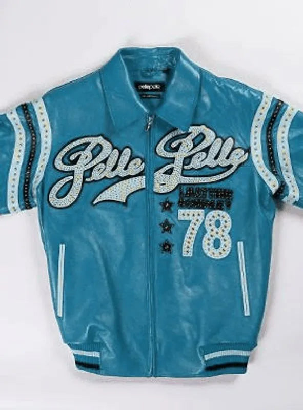 Pelle Pelle Turquoise Varsity Leather Jacket image 0