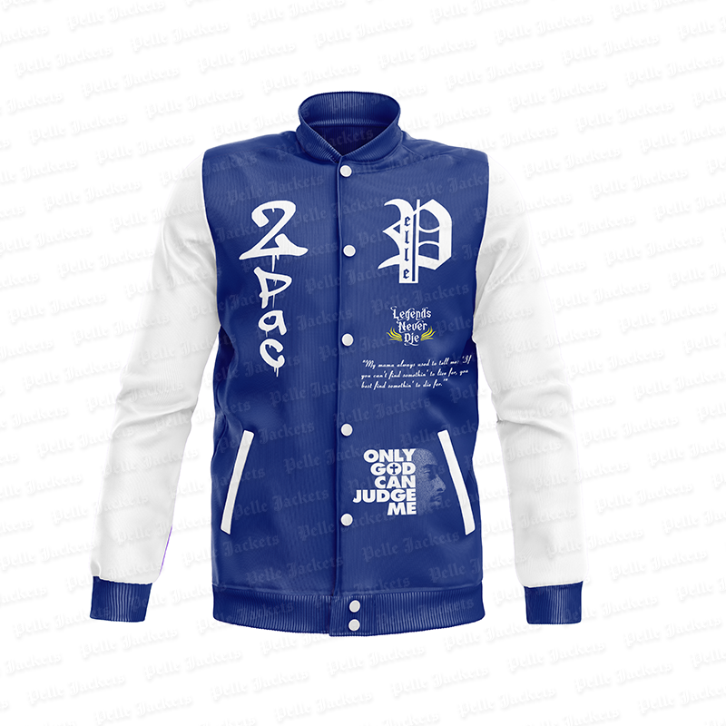 Tupac Legends Never Die Blue Varsity Jacket image 0