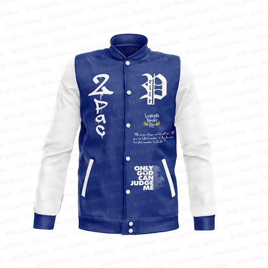 Tupac Legends Never Die Blue Varsity Jacket image 0