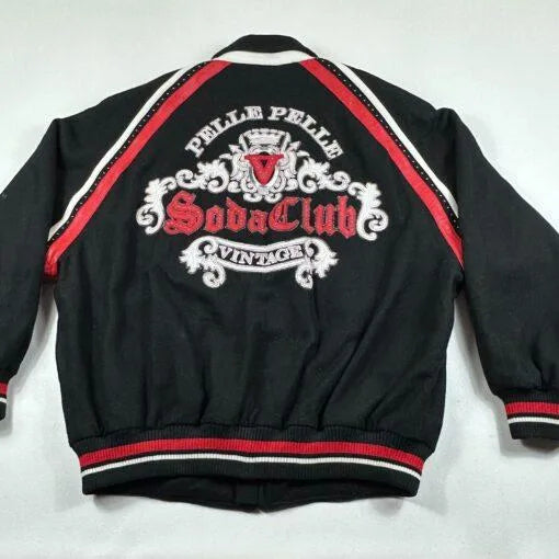 Pelle Pelle Soda Club Black Embroidered Bomber Jacket image 0