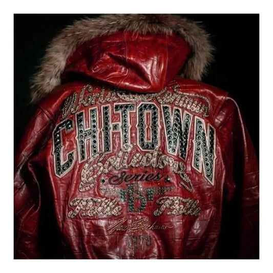 Fur Hood Pelle Pelle Red Chi-Town Jacket image 0