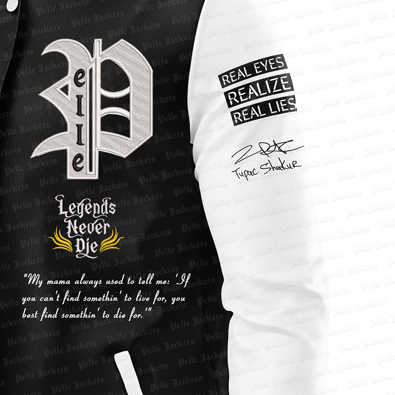 Tupac Legends Never Die Black Varsity Jacket image 8