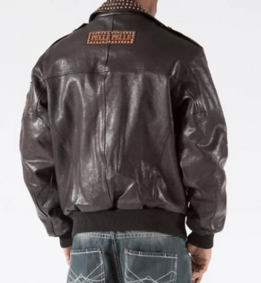Pelle Pelle Dark Brown Studded Biker Jacket image 1