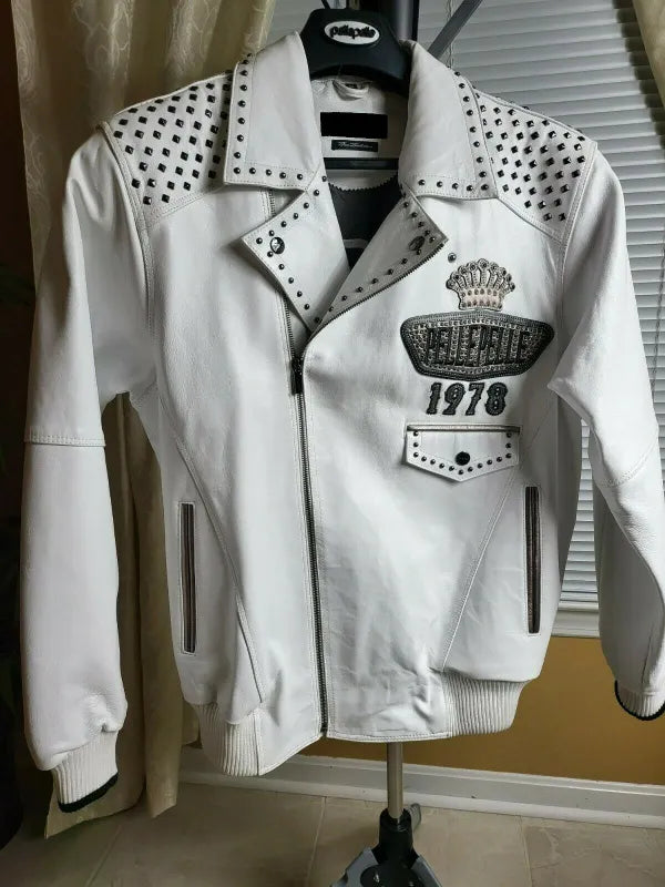 Pelle Pelle White Studded Leather Jacket image 0