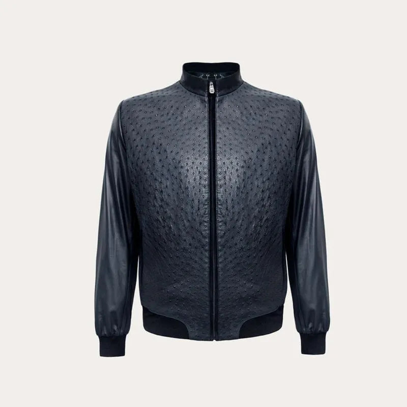 Pelle Pelle Dark Blue Ostrich Leather Jacket image 0