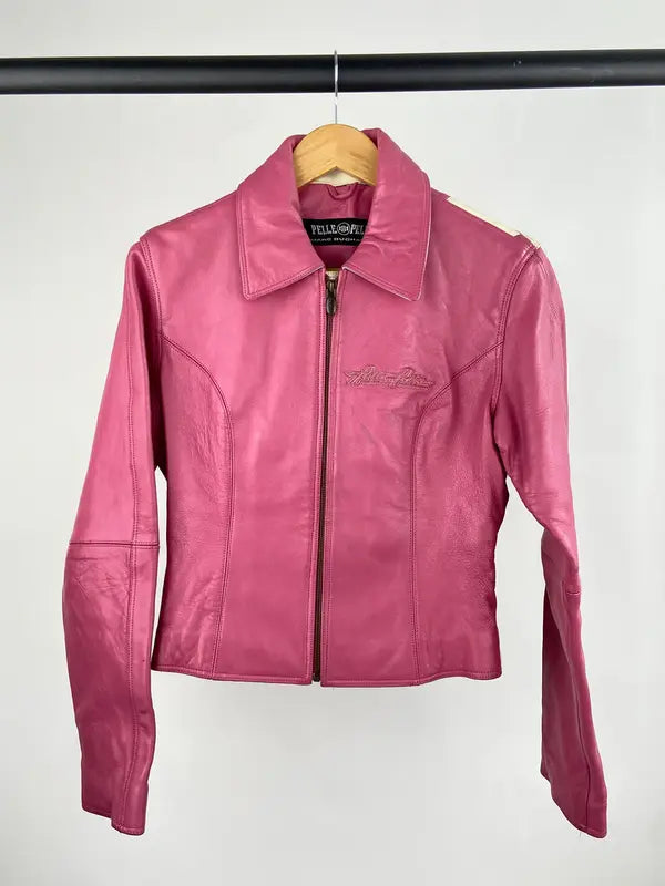 Vintage 90s Pelle Pelle Pink Leather Jacket image 0