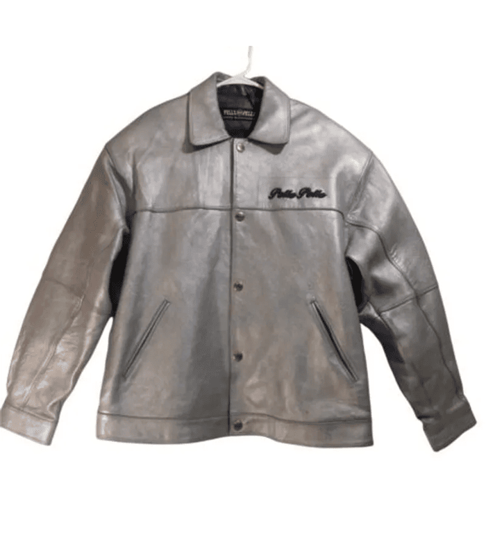 Pelle Pelle Rare Vintage Gray Leather Embroidered Jacket image 0