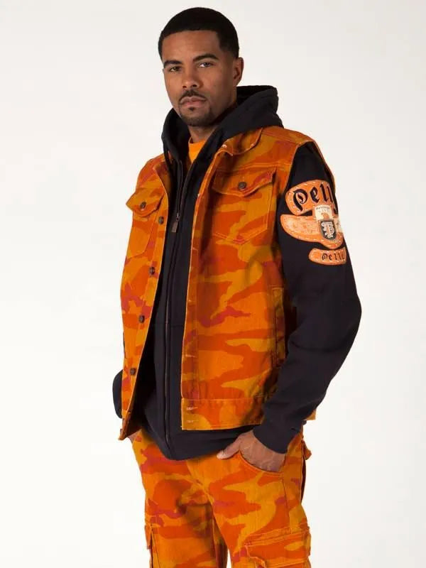 Pelle Pelle Mens Yellow Camo Denim Track Suit image 0