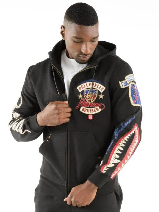 Pelle Pelle Mens American Bruiser Black Hoodie image 0