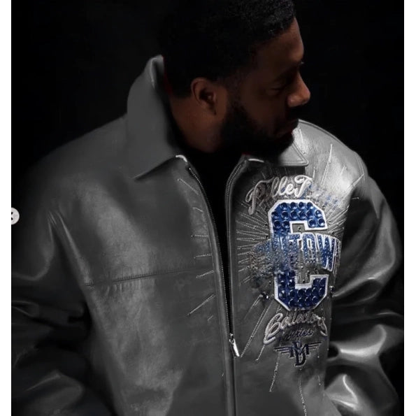 Grey Pelle Pelle Chi-Town Leather Jacket image 0