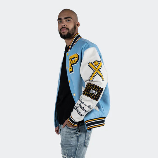 Men’s Pelle Pelle Wool Varsity Jacket Light Blue image 1