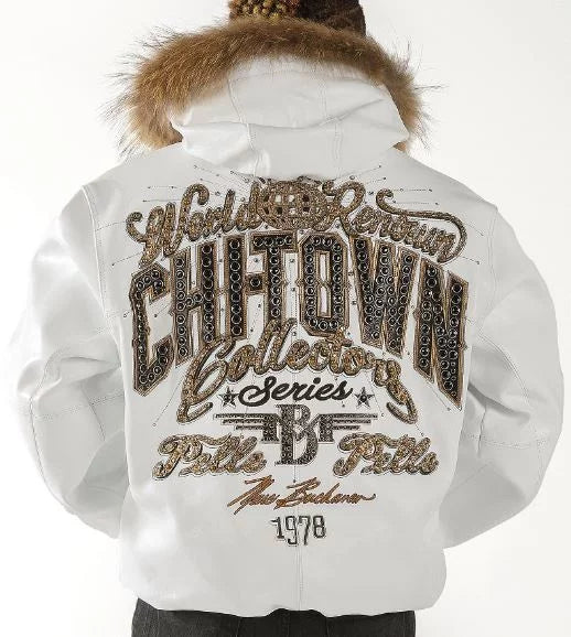 Pelle Pelle White Leather Jackets Fur Hooded Jackets image 1