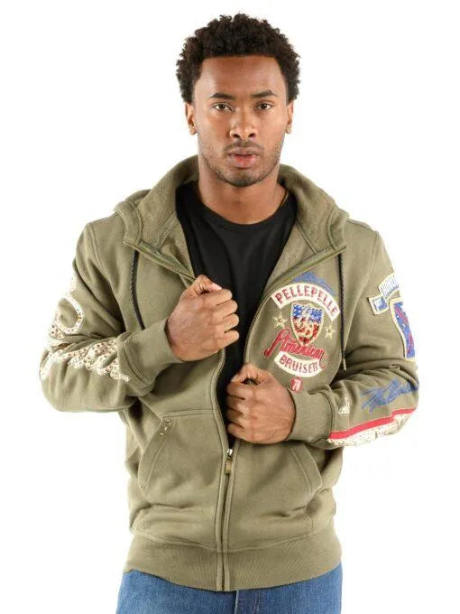 Pelle Pelle Mens American Bruiser Olive Hoodie image 0