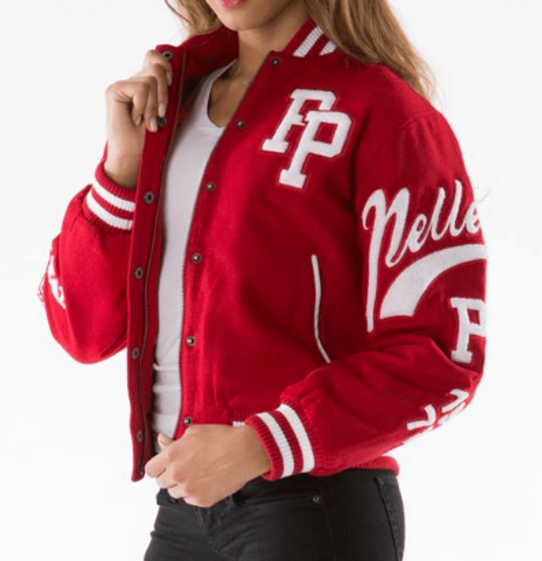 Pelle Pelle Cropped Red Varsity Bomber Jackets image 0