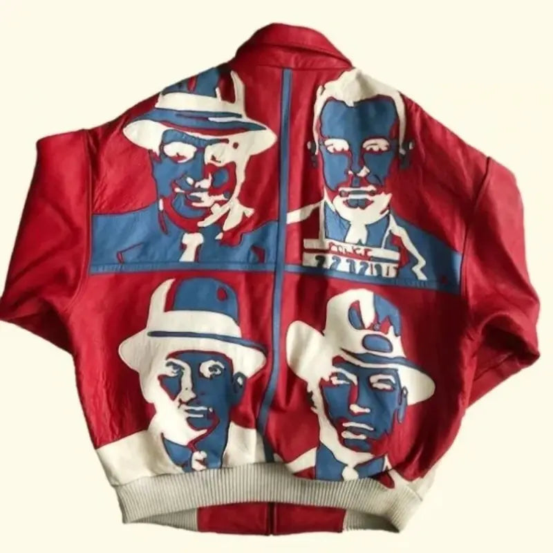 Pelle Pelle Red White Men Printed Leather Jacket image 0