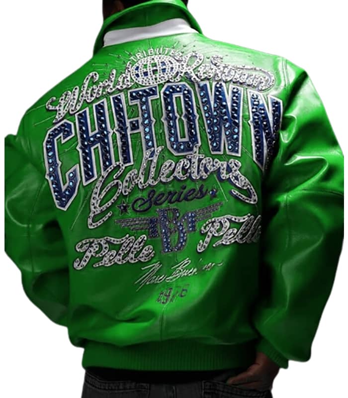 Chi-Town Pelle Pelle Green Leather Jacket image 1