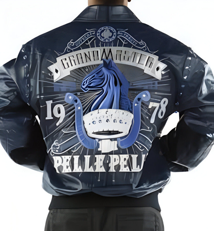 Pelle Pelle Blue Grand Master Studded Leather Jacket image 0