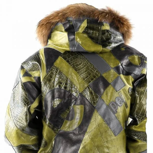 Abstract Pattern Pelle Pelle Leather Olive Jacket image 0