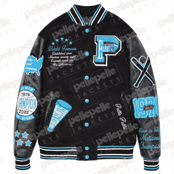 Pelle Pelle Varsity New Black and Turquoise Jacket image 0